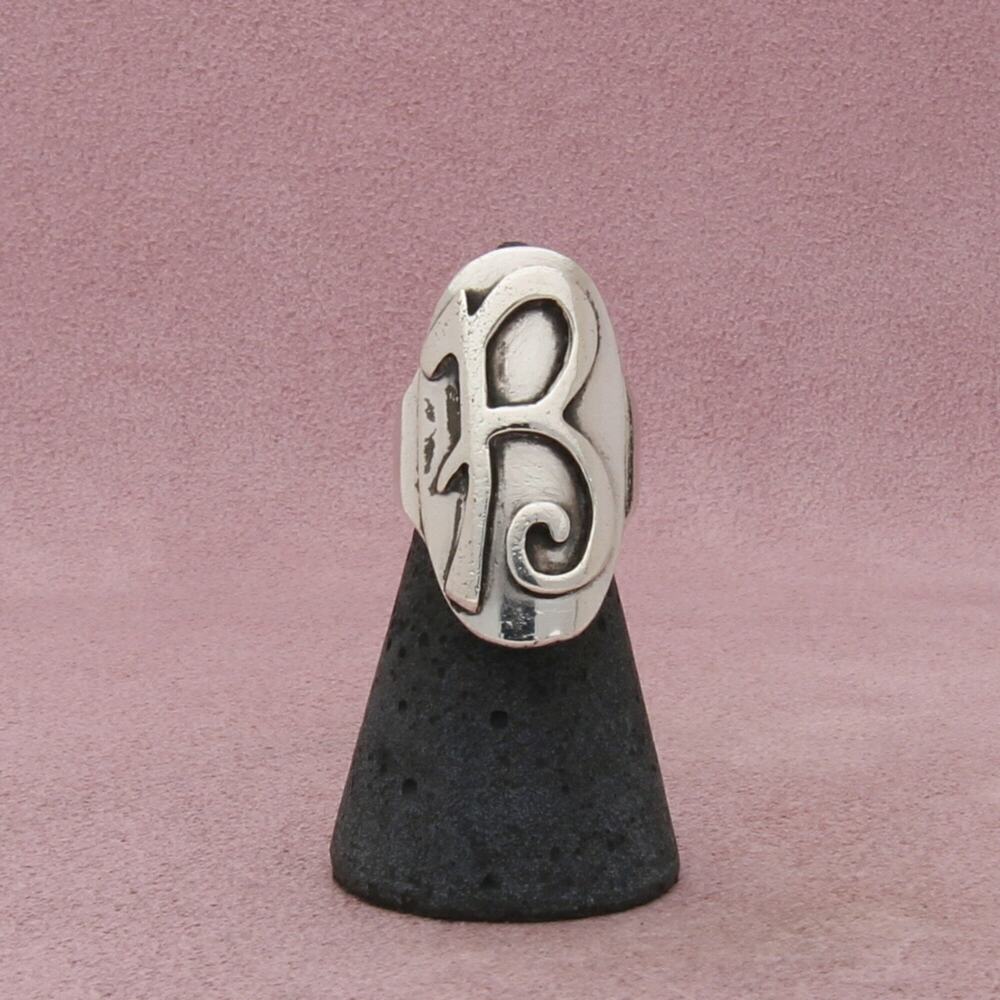 sterling silver vintage script letter r initial signet ring 5.75